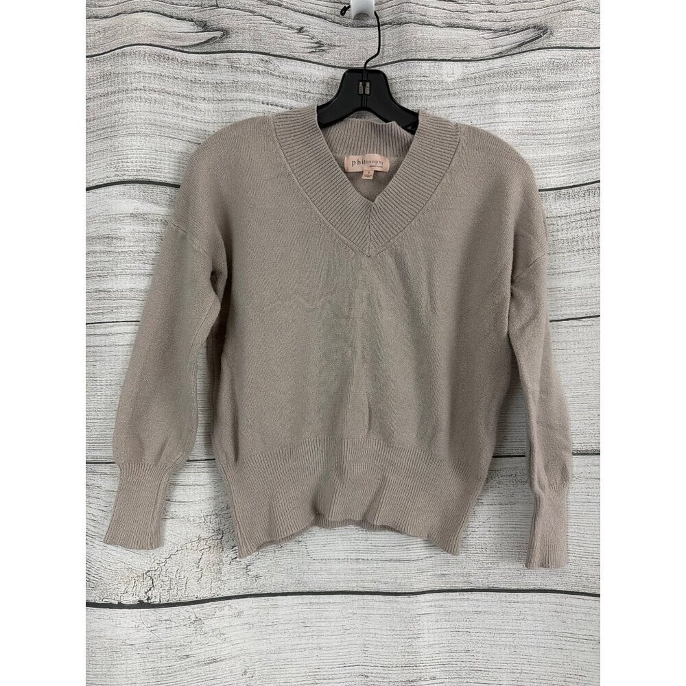 Philosophy Republic Clothing V-Neck Knit Sweater With Ribbed Trim Size S